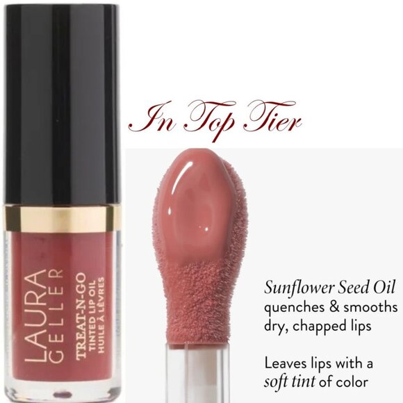 LAURA GELLER TREAT-N-GO* TINTED LIP OIL ~ TOP TIER (BARELY RED) NIB 3.8ml - Picture 6 of 10